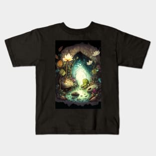 Magical Cavern Oasis Fantasy Illustration Kids T-Shirt